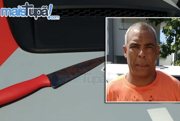 Após ser preso pela PM, assassino indicou o local onde havia deixado a faca usada no crime (Reprodução/Site Mais Tupã).