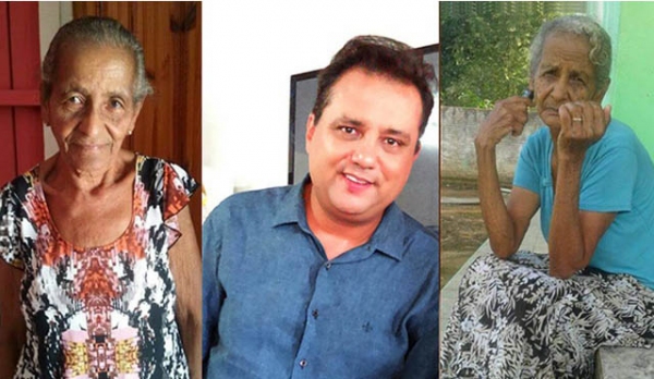 Geraldo LuÃs e as irmãs gêmeas que se reencontraram depois de 55 anos, em Iacri (Reprodução/Bastos Já).