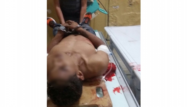 Um dos assaltantes foi atingido por tiros disparados pela PM, contido e preso (Foto: Cedida).