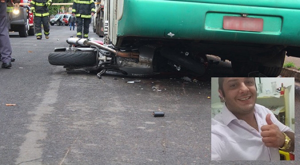 O motociclista Diego Ortiz, 30 anos, morreu ao perder o controle da direção e colidir na traseira de ônibus (Fotos: Lucas Mello/Portal Regional/Jornal Regional/Dracena).