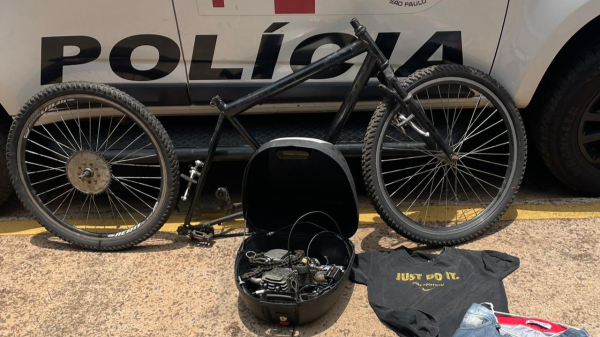 Bicicleta foi recuperada parcialmente desmontada (Cedida/PM).