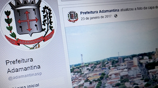 Página oficial da Prefeitura de Adamantina no Facebook: última atualização foi em janeiro de 2017 (Reprodução).