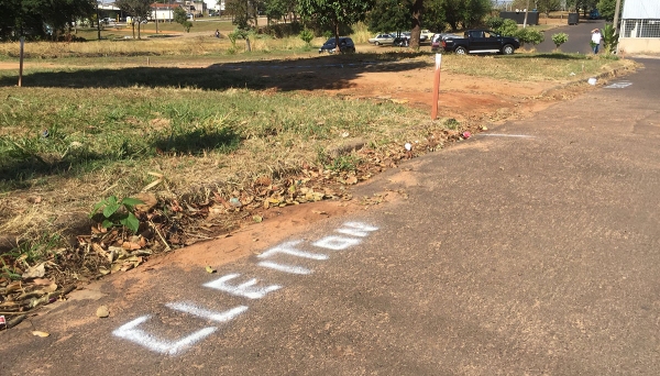 Demarcações na Avenida Cristóvão Goulart Marmo, em terrenos na região da antiga Colônia da Fepasa (Foto: Siga Mais).