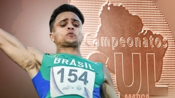 Lucas Marcelino, bronze no salto em distância no Campeonato Sul-Americano (Reprodução/CBAt).