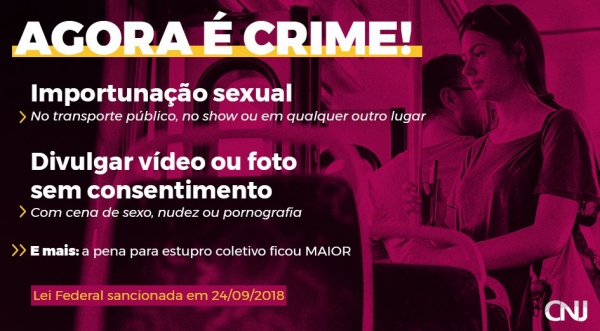 Nova lei amplia a proteção a mulheres e pessoas vulneráveis e inclui o estupro coletivo e corretivo como causas de aumento de pena (Arte: CNJ).