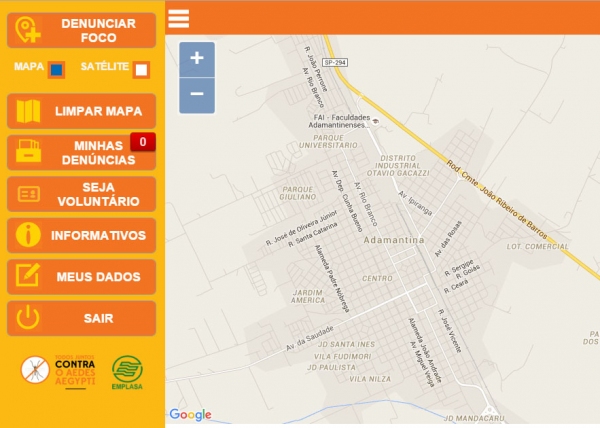 Mapa permite cadastrar informações pelo cidadão, e denúncias serão direcionadas aos gestores das 645 cidades paulistas e órgãos de saúde (Imagem: Reprodução).
