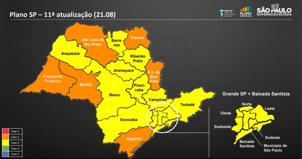 Adamantina e cidades da região de Marília são rebaixadas para a fase laranja do Plano SP