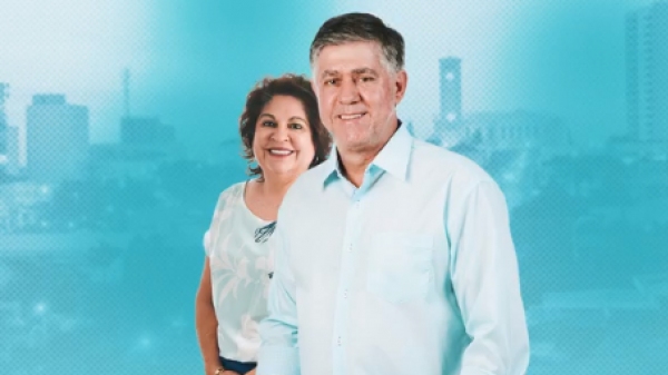 A vice-prefeita eleita Dinha Gil e o prefeito reeleito Márcio Cardim (Divulgação).