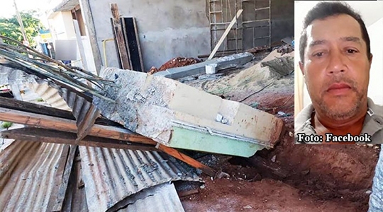 Homem morreu após ser atingido pela queda de estrutura em obra (Reprodução/Bastos Já).