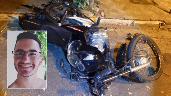 Matheus Tiva, de 22 anos, morreu no acidente com a moto que pilotava (Foto: Diego Pereira/Mais Tupã e Facebook).