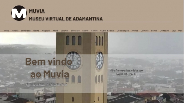Tela inicial do Muvia - Museu Virtual de Adamantina (Reprodução).