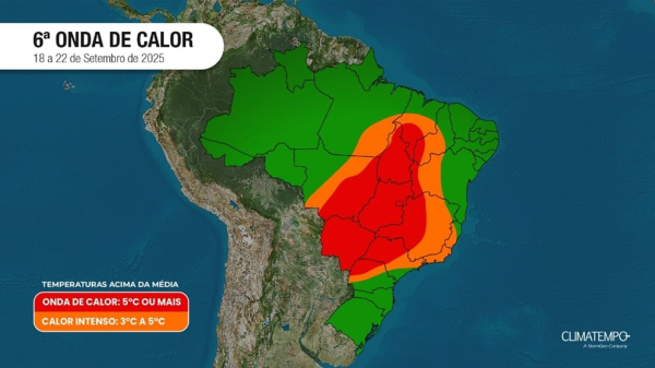 Mapa da onda de calor (Fonte: Climatempo).