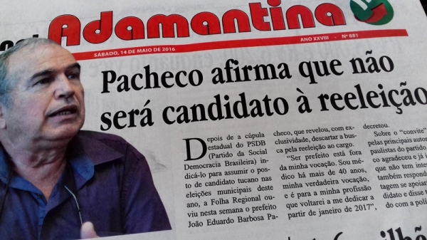 Pacheco afirma ao Folha Regional que não disputará reeleição (Reprodução).