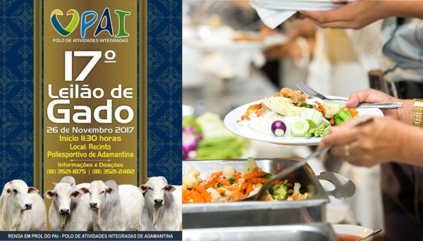 Programação especial para o fim de semana: Leilão de Gado e Almoço Beneficente ao Pai Nosso Lar (Ilustração).