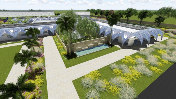 Perspectiva do novo espaço de saúde mental PAI - Polo de Atividades Administrativas Nosso lar, que redefine o papel e atuação da Clínica de Repouso (Criação: Pedro Garcia Lopes Arquitetura).