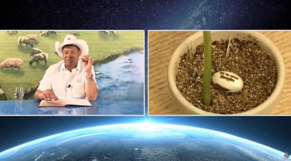 Pastor Valdemiro Santiago de Oliveira, líder da Igreja Mundial do Poder de Deus (IMPD),  aparece anunciando sementes de feijão com supostos poderes de curar a covid-19. Caso gerou notícia-crime pelo MPF (Reprodução).