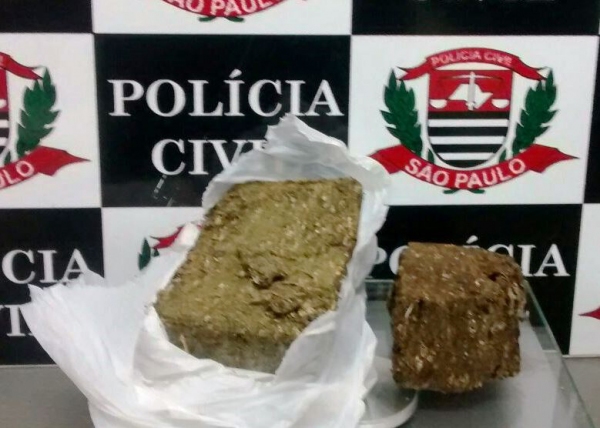 Com o homem, indiciado por tráfico, polícia encontrou 140 gramas de maconha (Foto: Cedida/Deinter).