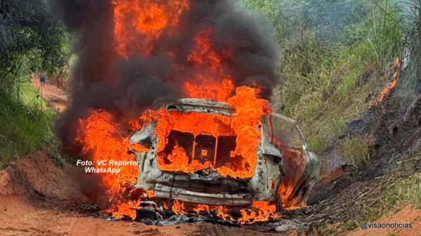 Carro foi encontrado em chamas, e depois localizado um corpo em seu interior (Reproducao/Visao Noticias).