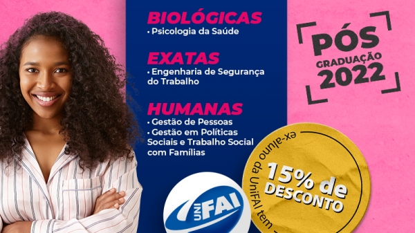 Pré-matrículas podem ser feitas no Portal da UniFAI; ex-aluno tem até 15% de desconto (Agência UniFAI).