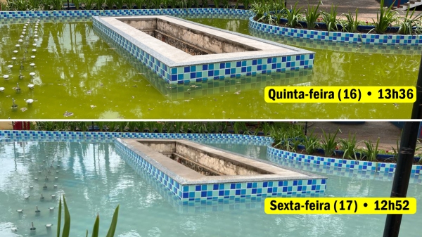 O antes e depois na nova fonte da Praça Élio Micheloni (Siga Mais).