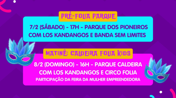 Adamantina tem pré-folia neste sábado (7) no Pioneiros e domingo (8) no Caldeira 