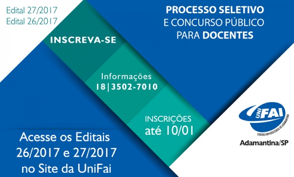 Inscrições para processo seletivo e concurso de professores para UniFAI terminam dia 10
