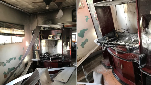 Danos causados ao im?vel em Luc?lia (Imagem: Defesa Civil Municipal).