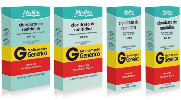 A Medley retirou do mercado 50 lotes do medicamento Ranitidina de 150mg e 300mg, com fabricação entre outubro de 2018 e setembro de 2019 (Reprodução).