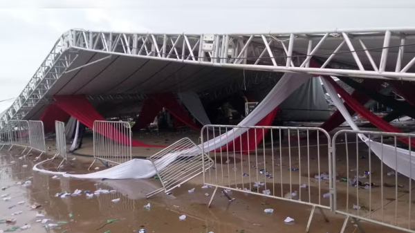 Estrutura desabou ap?s o vendaval (Cedida/Policia Militar).