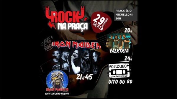 Três bandas tocam nesta sexta-feira na Praça Élio Micheloni (Divulgação).