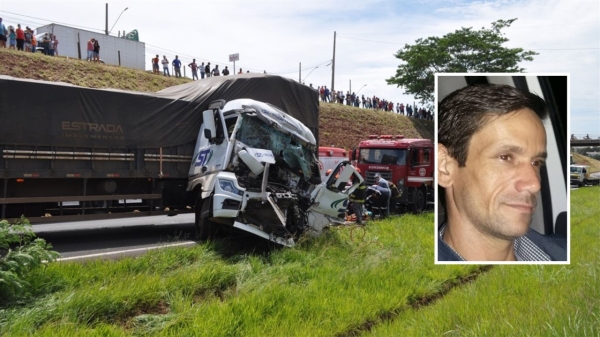 Carreta que era conduzida pelo motorista luceliense Rogério Batilani (Foto do acidente: Jornal A Cidade/Votuporanga).