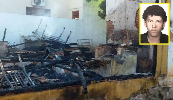Casa ficou totalmente destruída no incêndio, que matou o morador (Foto: Viviane Santos/Jornal e Portal Regional e Arquivo Pessoal/Cedida).