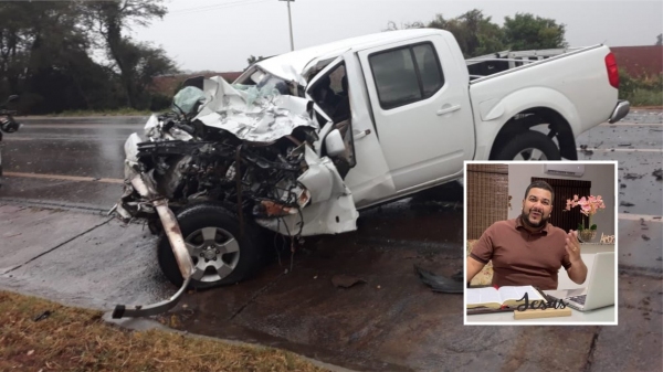 O pastor Marcos Barbosa, de 39 anos, conduzia a caminhonete (Reprodução).