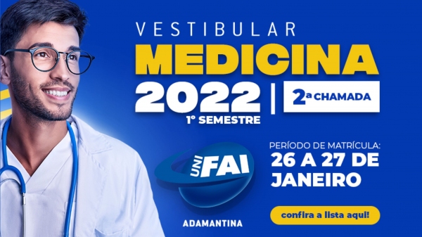 As matrÃculas de candidatos convocados em segunda chamada serão efetuadas nos dias 26 e 27 de janeiro, das 8h à s 12h e das 13h à s 17 horas, no Câmpus I (Imagem: DLS Comunicação / Agência UniFAI).