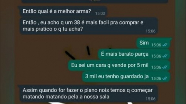 Um trecho da conversa entre os adolescentes pelo WhatsApp (Reprodução).