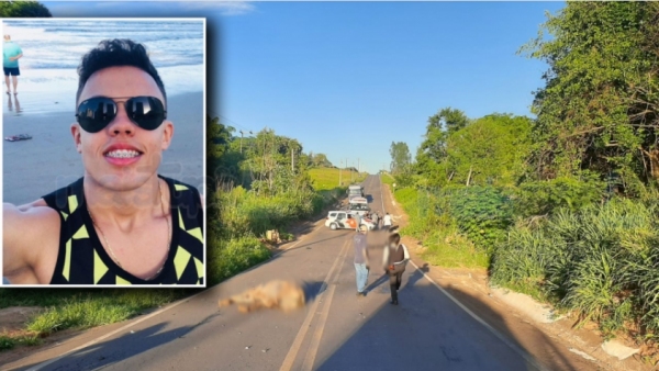 Rapaz de 20 anos e animal morreram no local do acidente (Foto: Diego Pereira/Site Mais Tupã!).