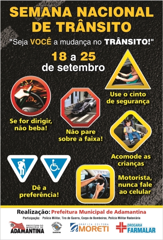 Cartaz da Semana do Trânsito, em Adamantina (Reprodução)