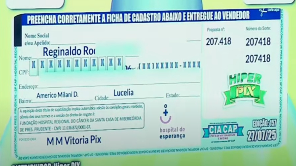 Morador de Lucélia ganha R$ 300 mil em sorteio do SPCAP