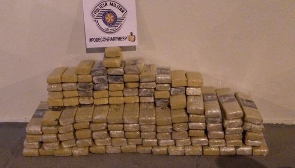 Droga era transportada em Fiat Palio com placas de Pardinho (Foto: Cedida/Polícia Rodoviária.