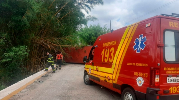 Contêiner fez local ficar interditado. Defensas laterais da ponte foram arrancadas pelo módulo de carga (Foto: Diego Pereira/Mais Tupã).