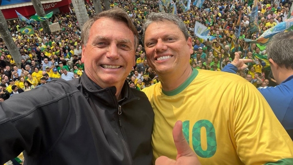 Presidente Jair Bolsonaro, candidato à reeleição, e Tarcísio de Freitas, os mais votados entre os adamantinenses (Divulgação).