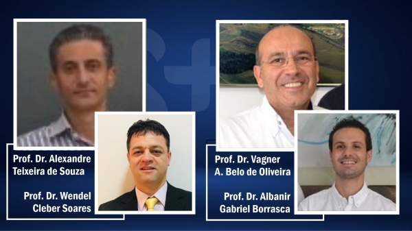 Os candidatos à reitoria, professores doutores Alexandre Teixeira de Souza e Wendel Cleber Soares; e Vagner Amado Belo de Oliveira e Albanir Gabriel Borrasca (Arte: Siga Mais).