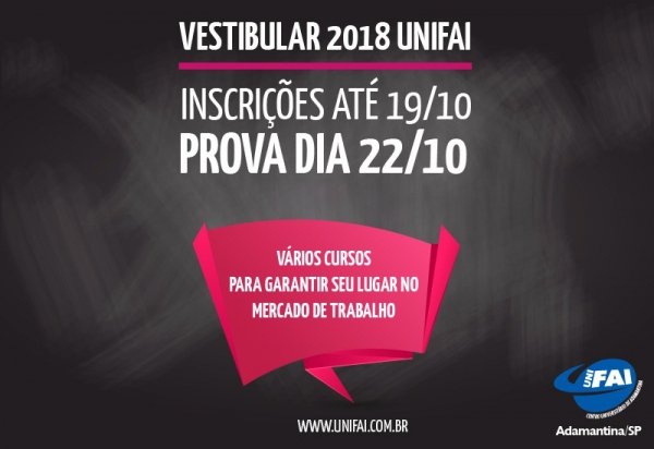 UniFAI abre inscrições para o Vestibular 2018