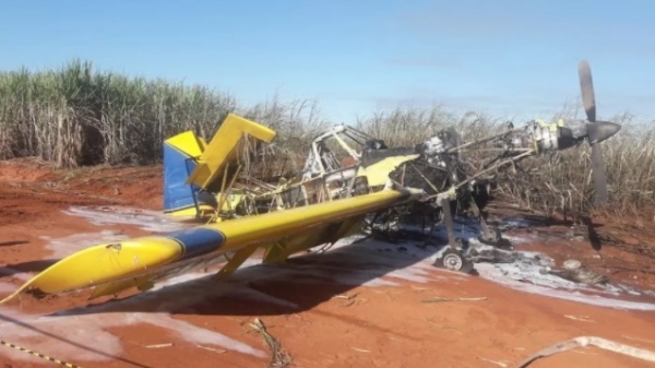 Queda do avião ocorreu em abril de 2020, em Junqueirópolis (Cedida/PolÃcia Civil).
