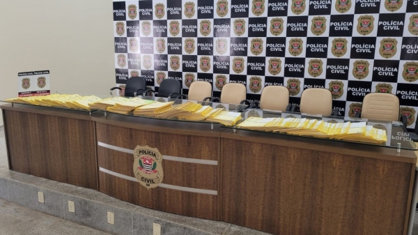 Pastas com os 225 inquéritos concluídos que agora serão remetidos pela Polícia Civil à Justiça (Cedida/PC).