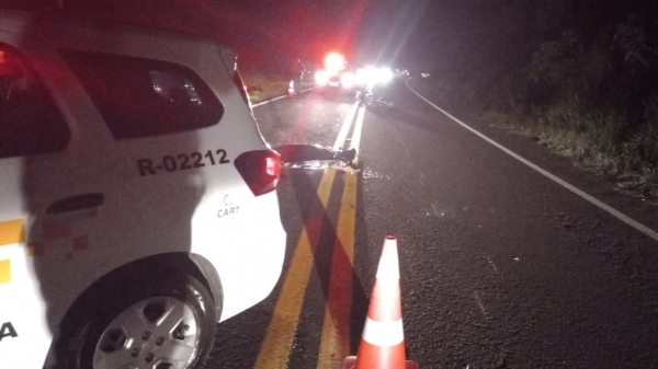 Condutor da moto morreu no local do acidente (Cedida/PM Rodoviária).