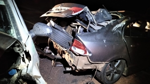 Traseira do veículo Honda Civic, de Dourados (MS), envolvido no acidente (Cedida).
