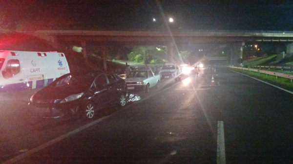 Local do acidente, em trecho urbano da Raposo Tavares, em Presidente Prudente (Cedida/PM Rodovi?ria).