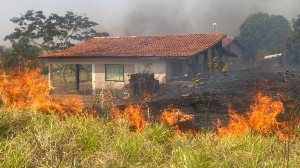 Chamas em Irapuru, nas proximidades da SP-294, nesta sexta-feira (Foto: Diego Fernandes/Folha Regional).