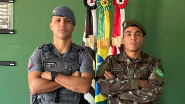 Segundo tenente PM Guido e primeiro sargento do Exercito, Gilberto Neves (Cedida/PM).